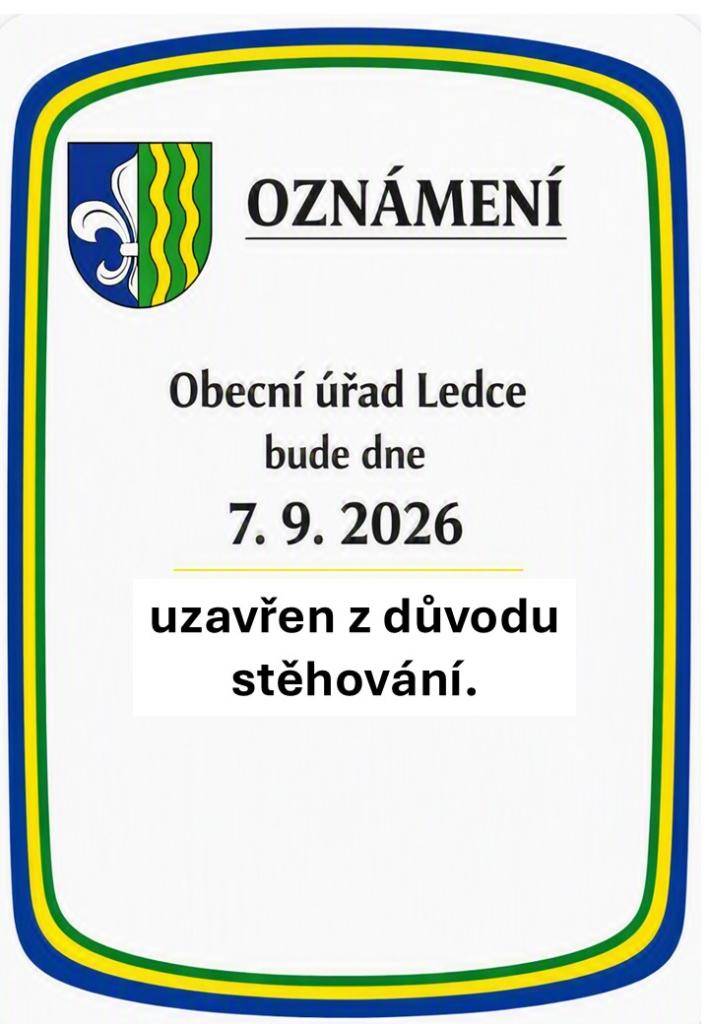 Oznámení o uzavření obecního úřadu