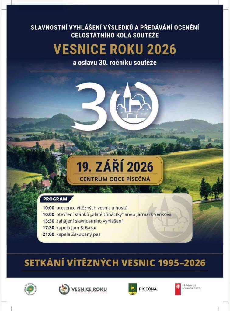 Slavnostní vyhlášení celostátního kola Vesnice roku 2026