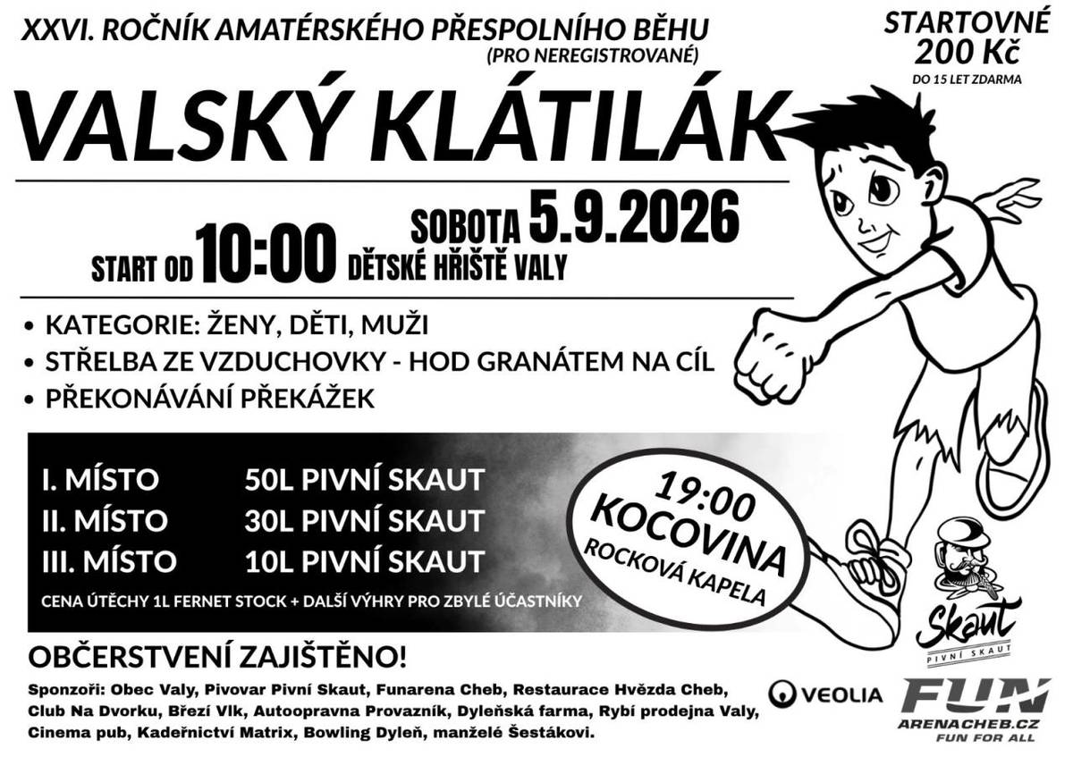 Přijďte se zúčastnit XXVI. ročníku amatérského přespolního běhu, který se koná 5. září 2026.