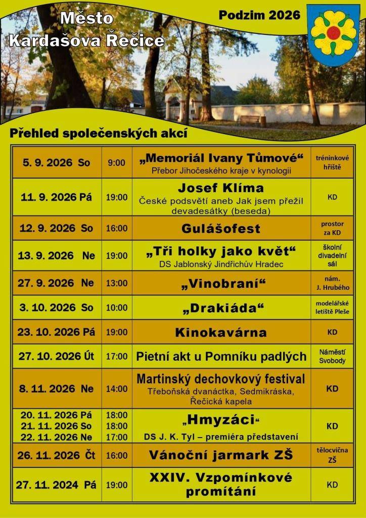 Přehled společenských akcí - podzim 2026