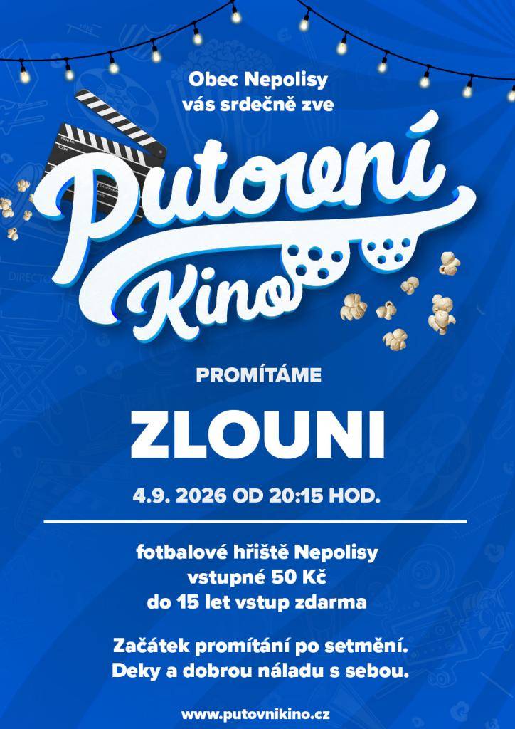 Promítání letního kina pro veřejnost.