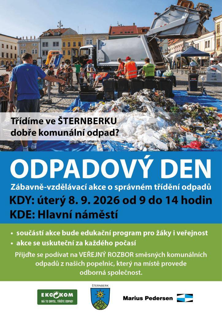 Co všechno končí v našich popelnicích? A kolik odpadu, který by měl být vytříděn, stále vyhazujeme do směsného komunálního odpadu? To ukáže veřejný rozbor odpadu přímo na šternberském Hlavním náměstí.