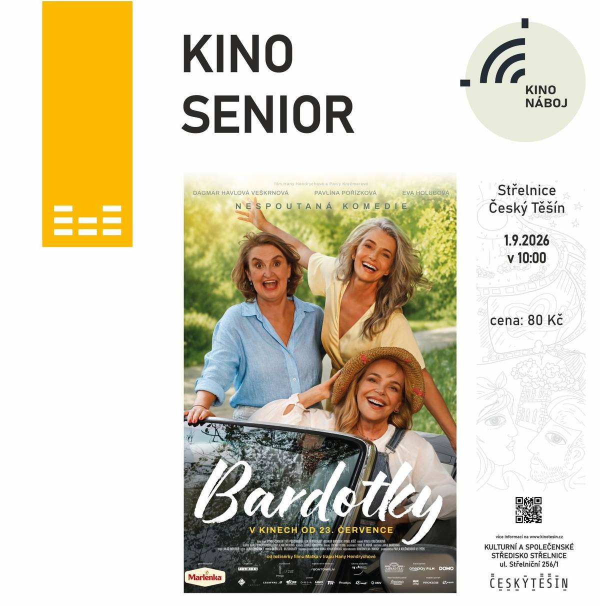 🎬 KINO NÁBOJ - KaSS "Střelnice" 📅 úterý 1. 9. 2026  ⏰ 10:00  🎞️ BARDOTKY