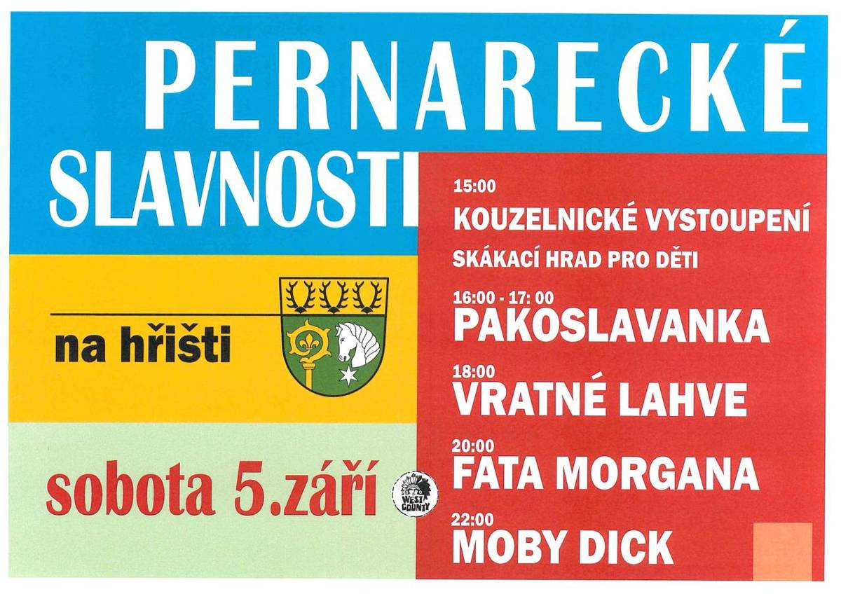 Obec Pernarec srdečně zve na Pernarecké slavnosti v sobotu 5. 9. 2026