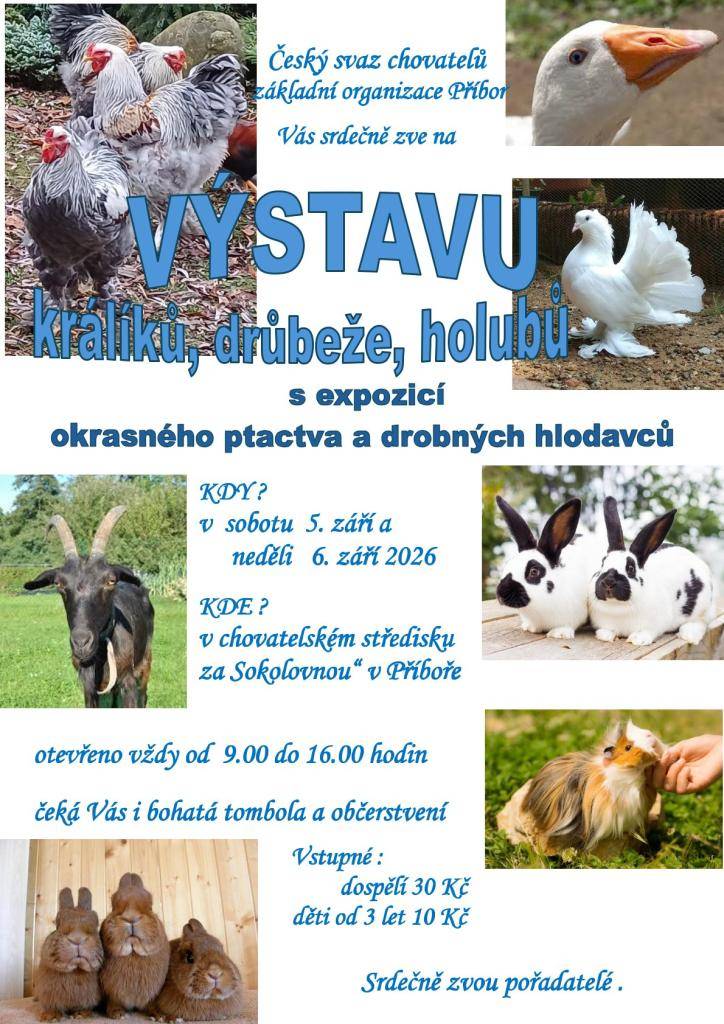 Jste srdečně zváni do Chovatelského střediska za Sokolovnou v Příboře.