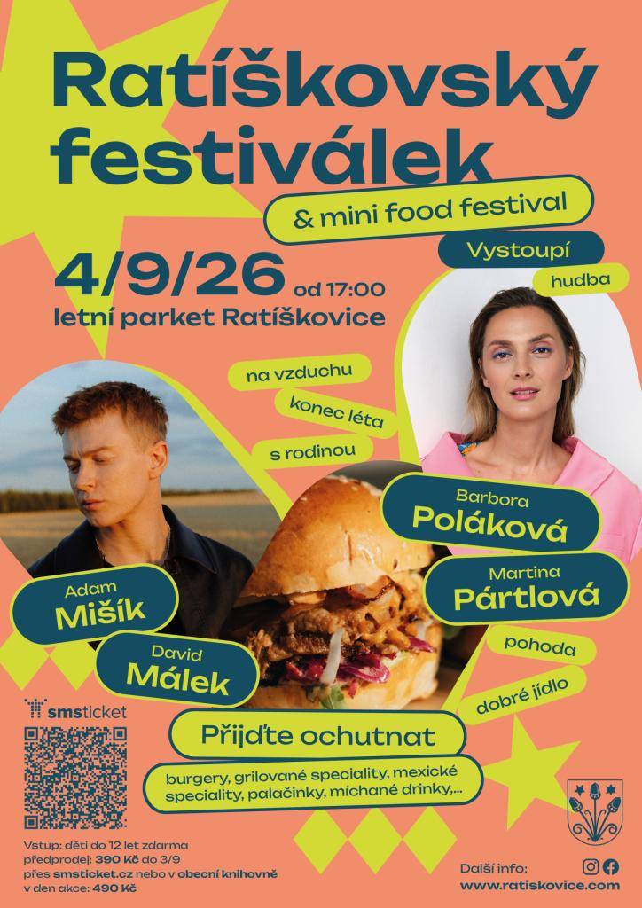 Ratíškovský festiválek dne 4. 9. 2026 od 17 hodin - letní parket Ratíškovice