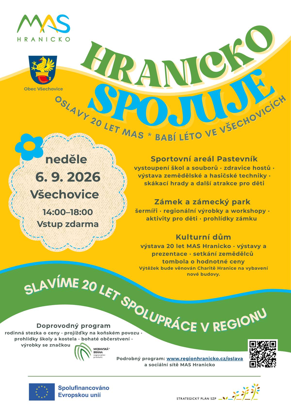 Přijďte s námi oslavit 20 let spolupráce v regionu na nejpestřejší akci v dějinách! Podrobné informace naleznete i zde: https://www.regionhranicko.cz/mas-hranicko/projekty/HRANICKO-SPOJUJE-aneb-MAS-slavi-20-let-126?rpage=oslava