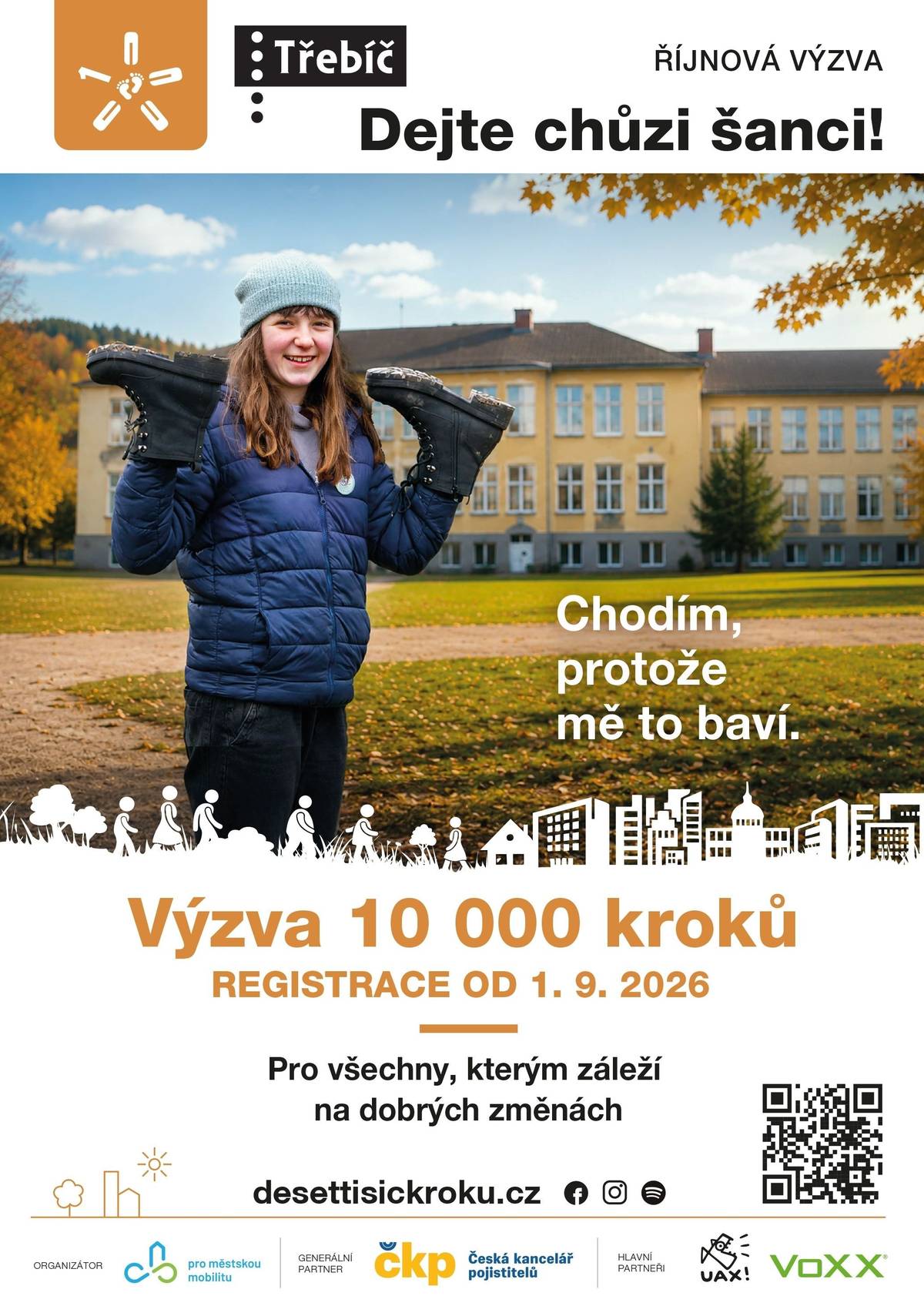 Výzva 10.000 kroků je opět tady a platí po celý říjen! Registrovat se můžete od 1.9. do konce září na https://www.desettisickroku.cz/ nebo v aplikaci „10000 kroků“. Odměny čekají na nejlepší z vás v mnoha kategoriích.