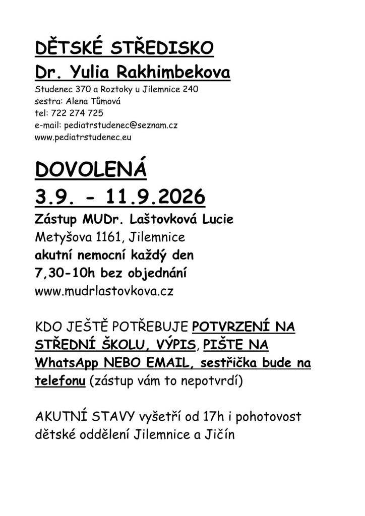informace k oznámení