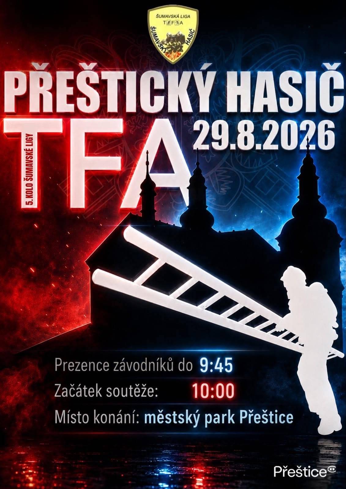 • 29.8. | letní kino: Někdo to rád v Plzni (městský park) • 29.8. | 3. Přeštická oblastní výstava psů (areál ZKO Přeštice) • 29.8. | TFA Přeštický hasič 2026 (městský park) • 29.8. | Komentované prohlídky zámku Ptenín • 30.8. | Dětské rybářské závody (sádky Přeštice) • do 30.8. | Zámek Josefa Hlávky v Lužanech - mimořádně zpřístupně