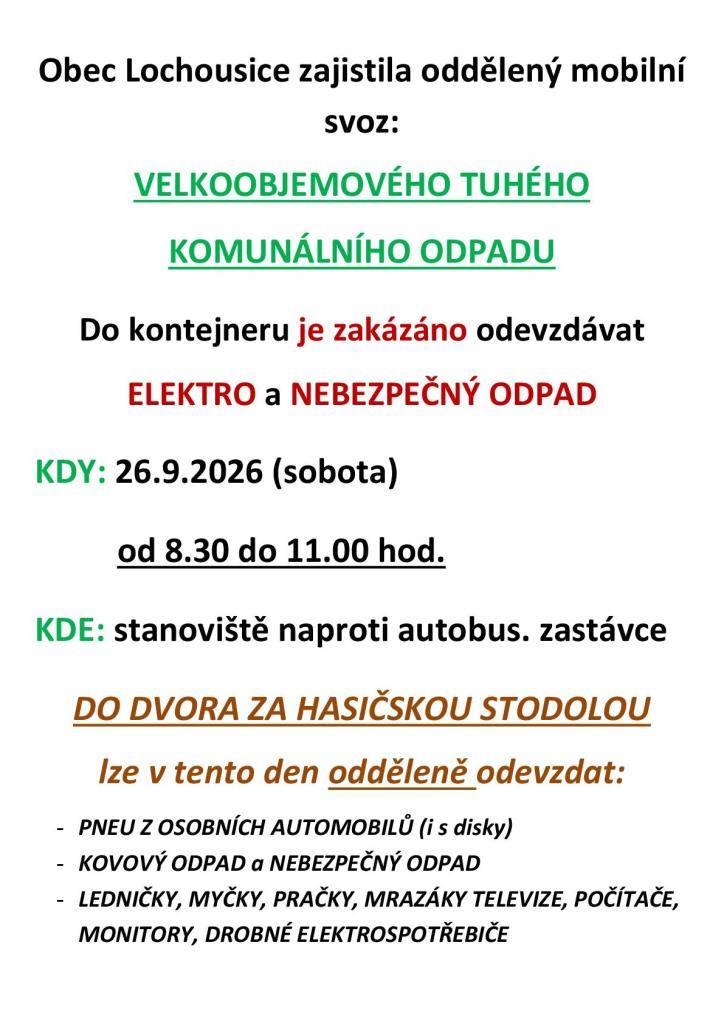 Mobilní svoz velkoobjemového komunálního odpadu