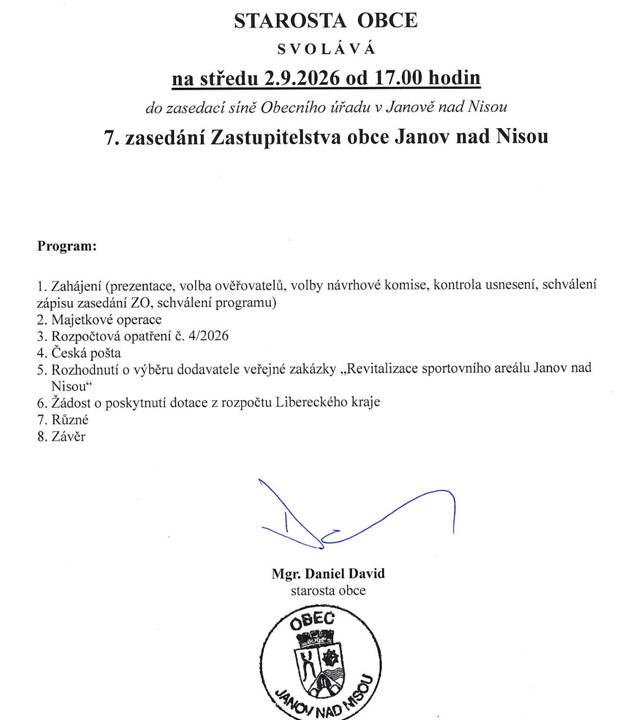 Středa 2. 9. 2026 od 17:00.