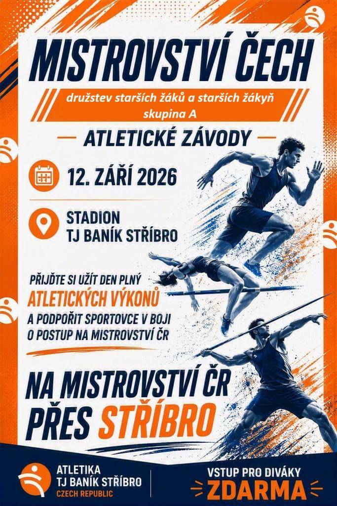 Přijďte si užít den plný atletických výkonů a podpořit sportovce v boji o postup na mistrovství České republiky!