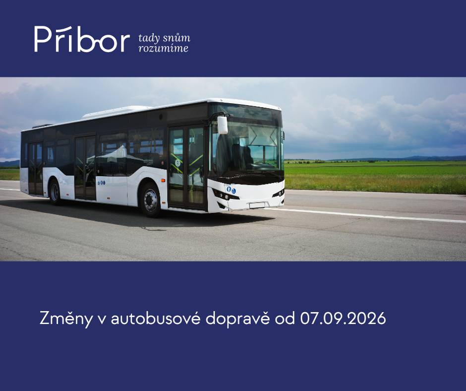 Informace pro cestující k výluce s platností od 07.09.2026. Důležitá informace: od pondělí 07.09.2026 od 00:00 hod. se vrací zastávka Příbor,Tatra do své běžné polohy, bez omezení. Také se ruší objízdná trasa pro BUS přes ul. nábřeží Rudoarmějců, Vrchlického a ul. Lomená. Přestupy mezi jednotlivými spoji budou také od výše uvedeného data a času znovuobnoveny v zastávce Příbor,Tatra! Pozn. Ve výluce byly v zastávce Příbor,u kostela. Ul. Jičínská ale zůstává nadále pro BUS neprůjezdná, tudíž linky č. 355 a 621 budou mít aktualizovaný výlukový jízdní řád! UC - Příbor - průtah září-říjen 2026.pdf Typ: PDF dokument, Velikost: 227.38 kB Informace k výluce jsou zveřejněny také na webových stránkách KODIS: https://www.kodis.cz/changes/5425 Výlukové jízdní řády (s platností od 7.9.2026) budou na webových stránkách www.KODIS.cz, ODISApce a ve vyhledávači spojení IDOS od středy 2.9.2026. Více informací: https://www.pribor.eu/mestsky-urad/novinky/zmena-vylukoveho-jizdniho-radu-6720cs.html