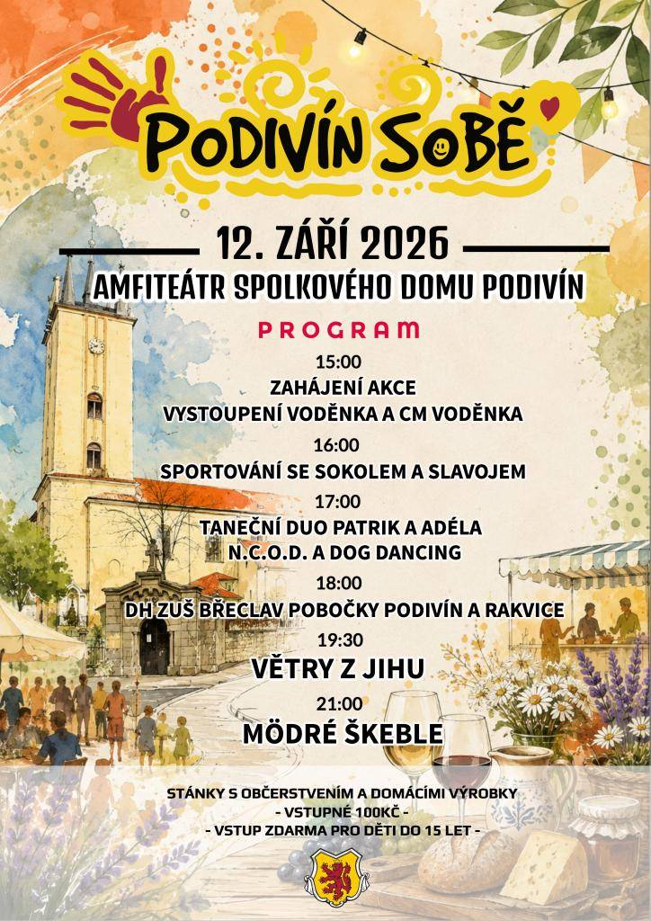 Srdečně vás zveme na akci, která se koná 12. září 2026 v areálu Spolkového domu v Podivíně. Program začíná v 15:00 hodin.