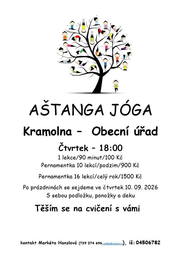 AŠTANGA JÓGA - Cvičení na sále OÚ Kramolna