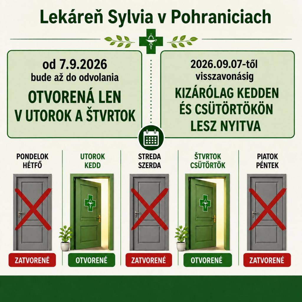 Lekáreň Sylvia oznamuje - A Sylvia gyógyszertár értesíti