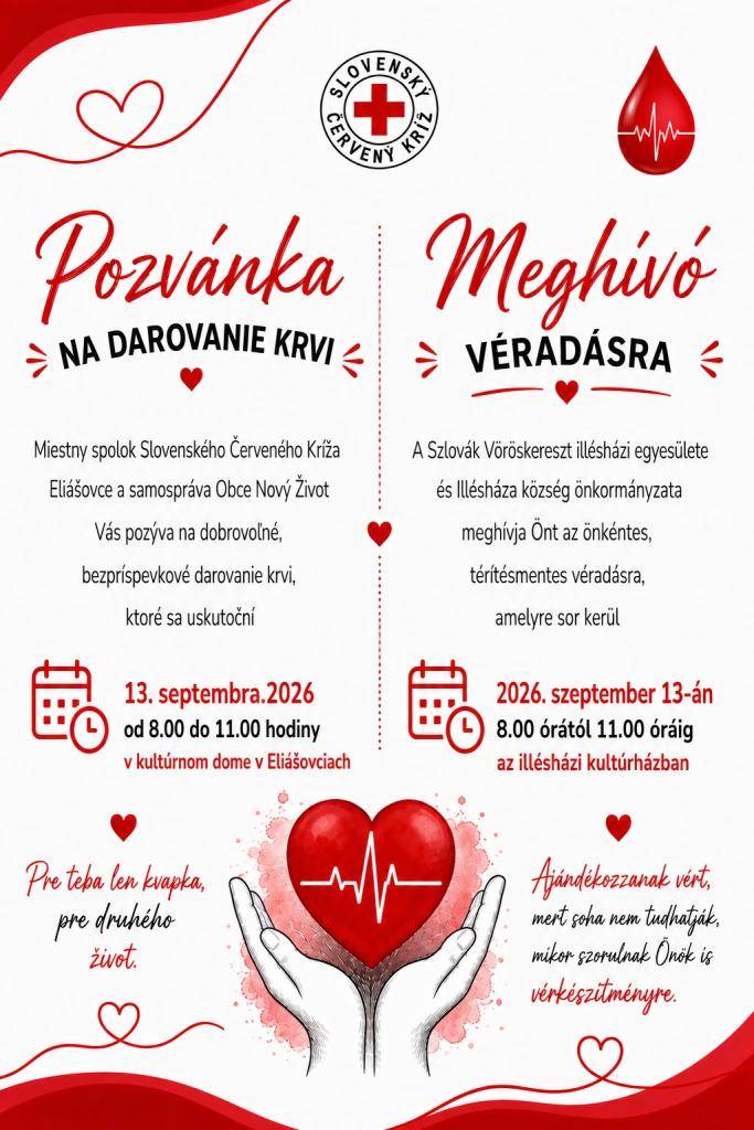 Darovanie krvi - 13.9.2026 - Eliášovce