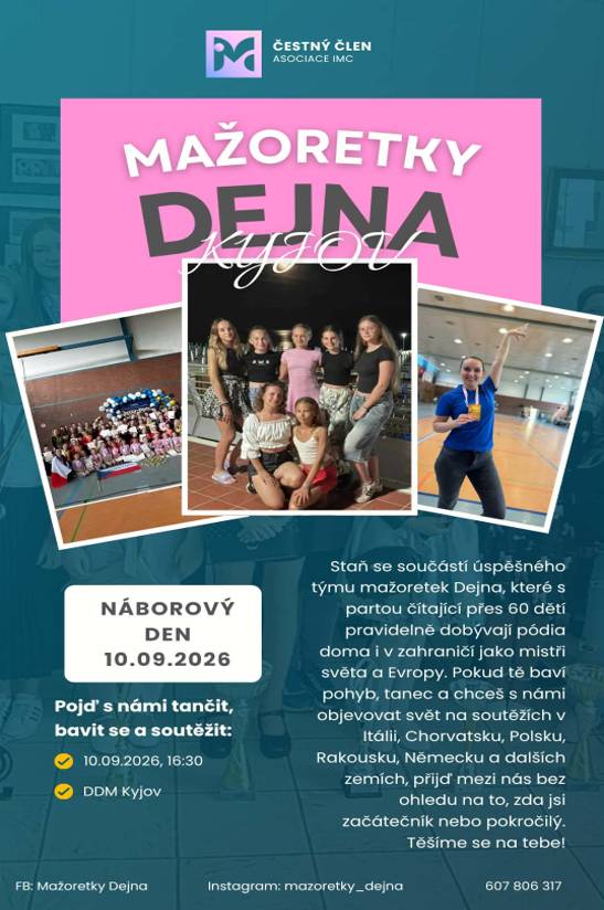 MAŽORETKY DEJNA KYJOV - NÁBOROVÝ DEN - 10.9.2026