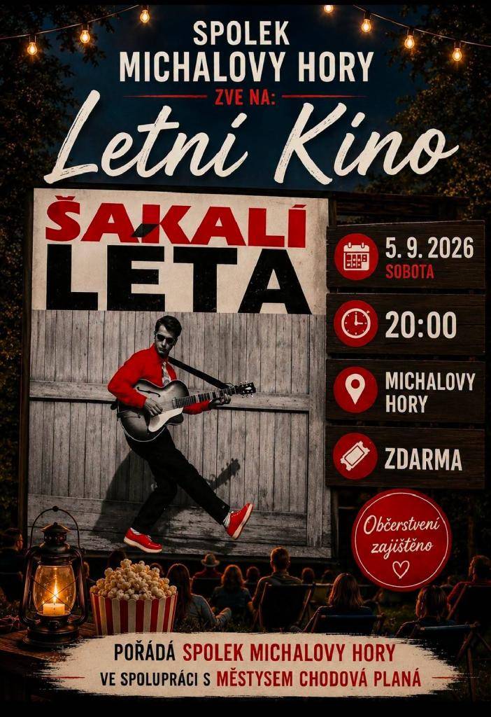 V sobotu 5. září 2026 se v Michalových Horách koná letní kino.