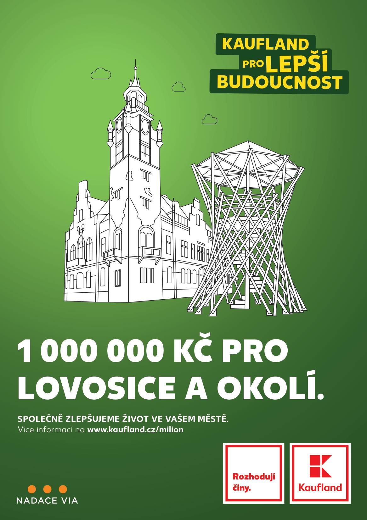 Právě probíhá třetí a poslední ročník programu Milion pro Lovosice a okolí, který společně pořádají Kaufland a Nadace Via. Cílem je podpořit projekty, které zlepšují veřejný prostor a posilují sousedský a komunitní život. Žádat lze o 20 000 až 100 000 Kč například na sousedské a kulturní akce, místa pro setkávání, komunitní zahrady nebo výsadbu zeleně apod. Program už má svou stopu také v Libochovicích. Díky spolupráci dobrovolníků s Městem Libochovice se podařilo uskutečnit výsadbu cibulovin ve Dvouletkách za podpory Nadace Via a také pumptrack v městském parku za podpory společnosti Kaufland. Máte nápad, který by mohl zpříjemnit život ve vašem okolí? Právě teď je vhodná chvíle pustit se do něj, protože uzávěrka vstupních dotazníků je 30. září 2026 Podmínky a vstupní dotazník naleznete zde.