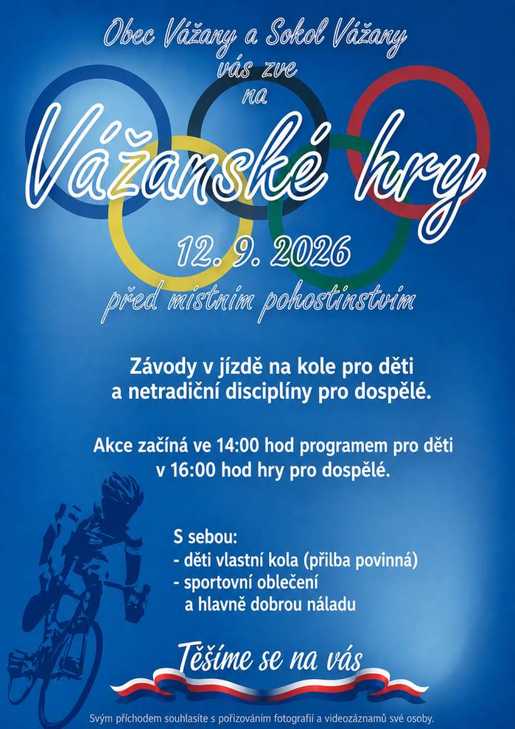 Vážanské hry 12. září 2026 před místním pohostinstvím.
