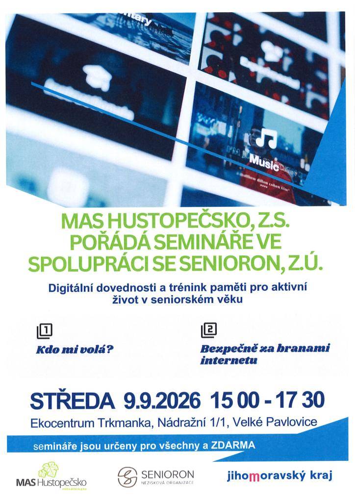 Seminář pro seniory, 2 termíny - 9.9. a 21.9.2026