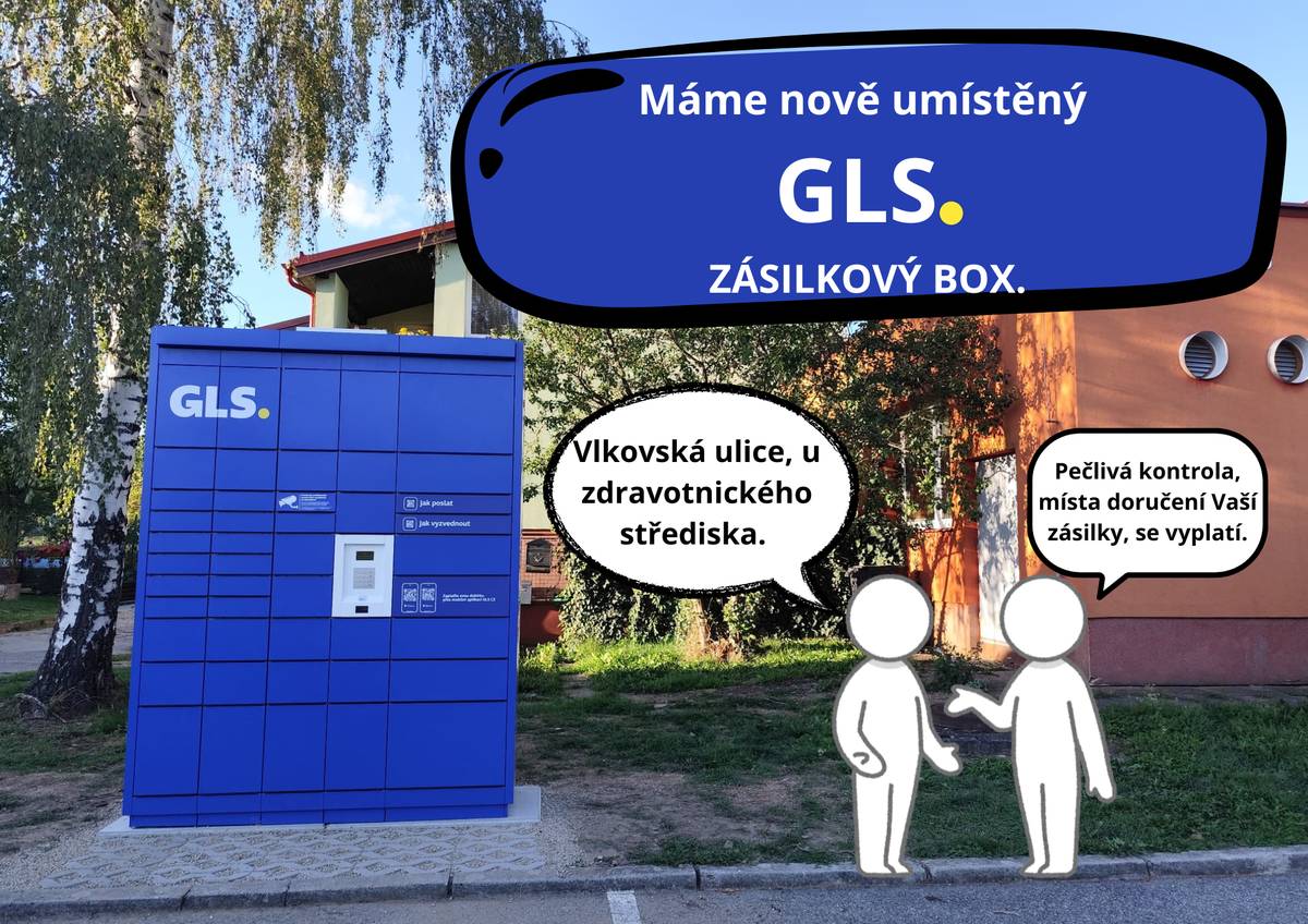 Nový GLS box najdete ve Vlkovské ulici vedle zdravotnického střediska.