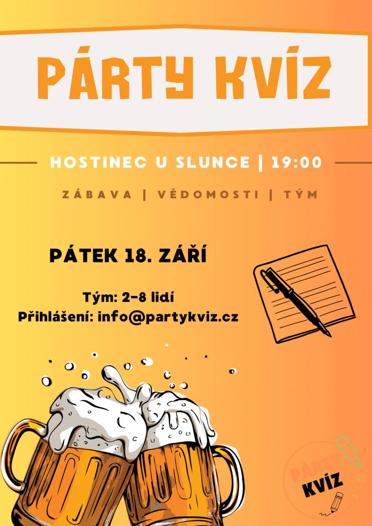 Po prázdninové přestávce oblíbený Párty kvíz 18. 9. 2026