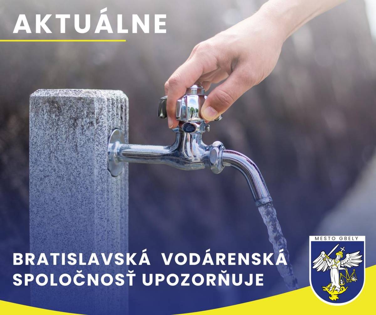 Bratislavská vodárenská spoločnosť oznamuje svojim odberateľom, že od 3.9.2026 budú prebiehať v našom meste Gbely odpočty vodomerov za účelom ročného vyúčtovania. Odpočty budú vykonávať pracovníci BVS, ktorí budú riadne označení a na požiadanie sa preukážu služobným preukazom.