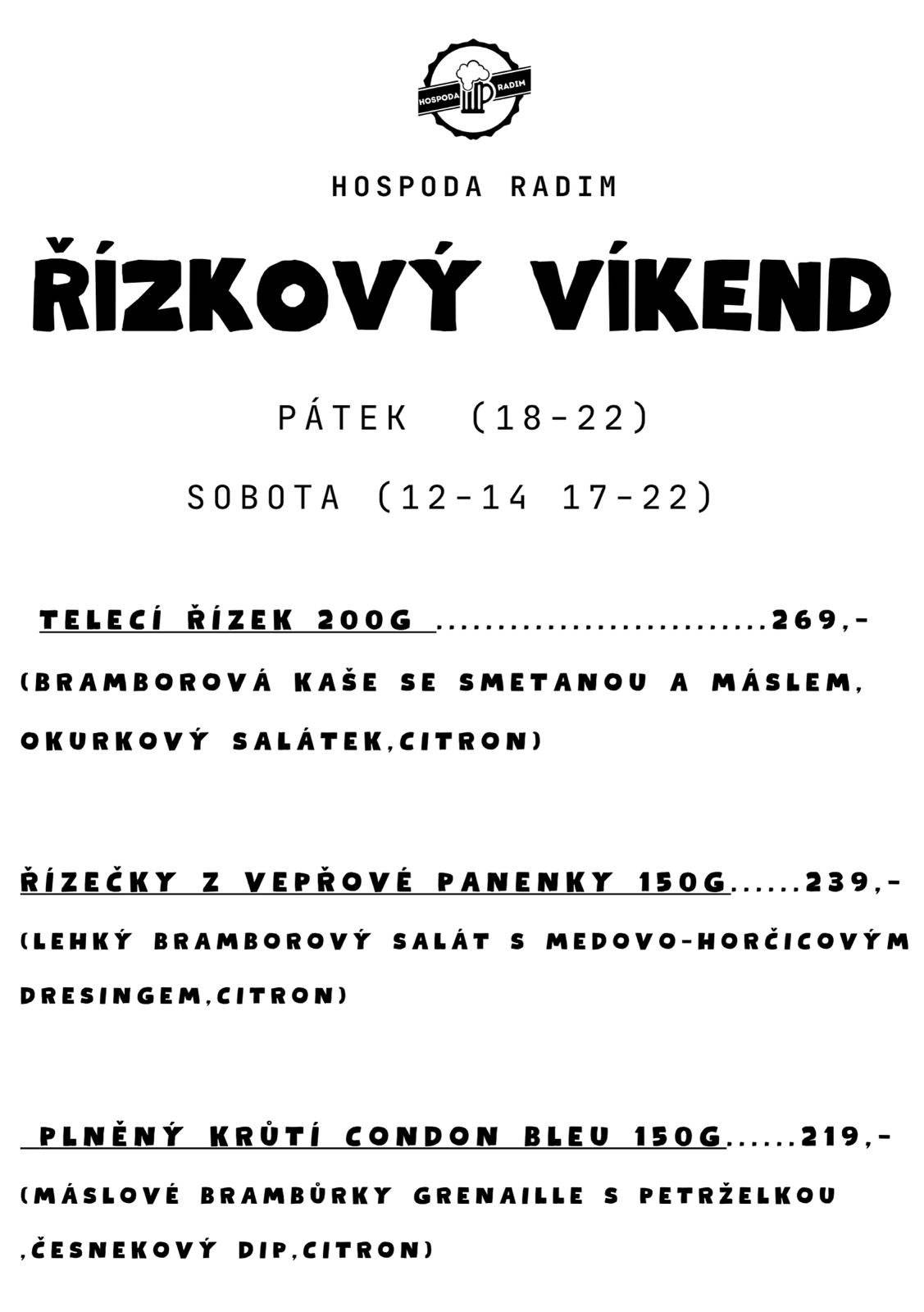 Letošní poslední oběhové menu. Po zbytek roku budou pouze večerní nabídky.