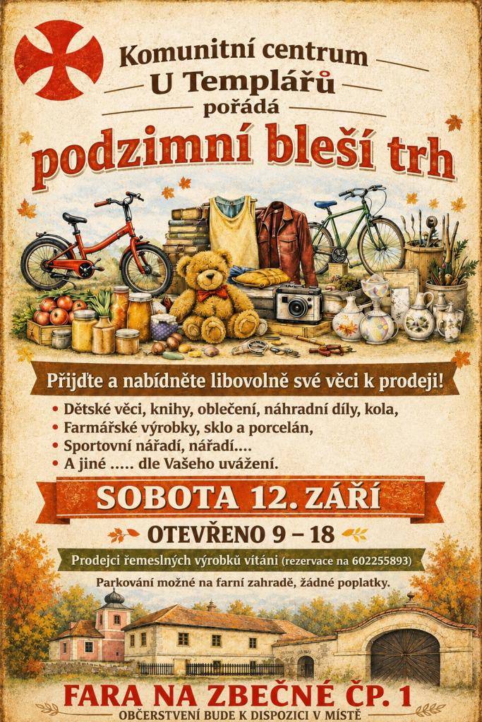 Komunitní centrum U Templářů pořádá podzimní bleší trh.