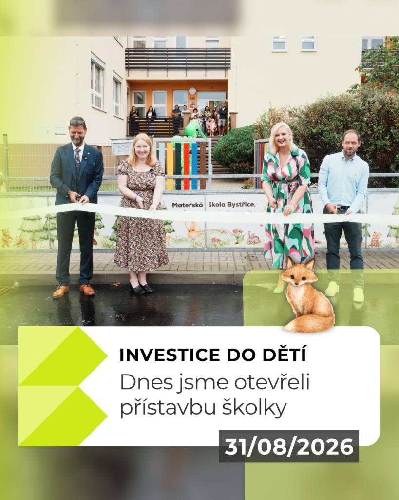 V pondělí 31. srpna se slavnostně otevřela nová přístavba a nástavba mateřské školy v ulici Družstevní za účasti hejtmanky Petry Peckové. Budova nabídne dvě nové třídy a dvě dětské skupiny pro děti už od šesti měsíců.