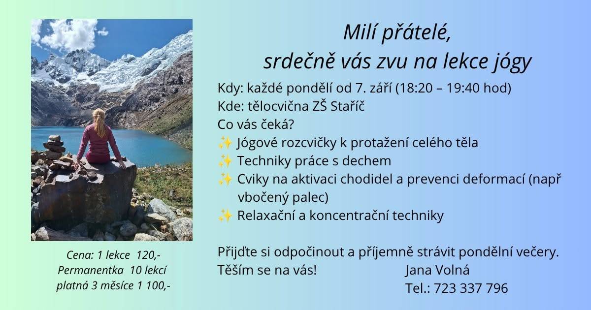 Pondělní lekce jógy.