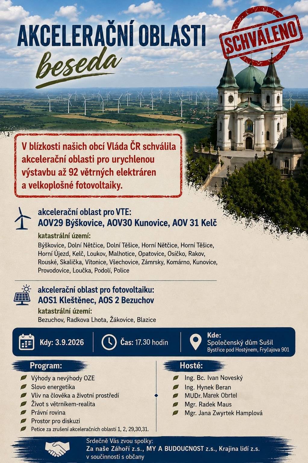 Pozvánka na besedu do Bystřice p.H. dne 3.9.2026 - akcelerační oblast pro VTE