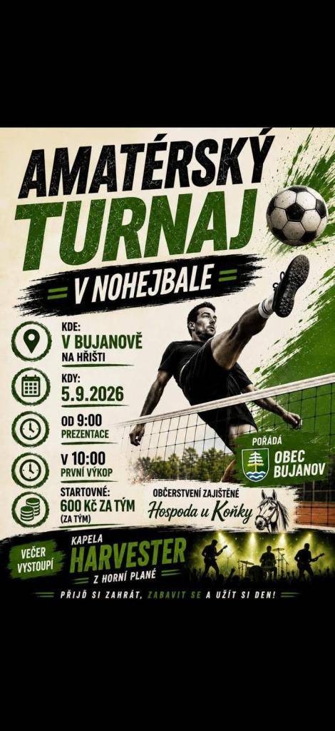 Nohejbal Bujanov 5.9.2026