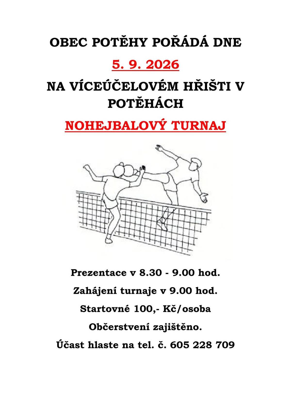 5.9.2026 od 9 hodin na víceúčelovém hřišti v Potěhách