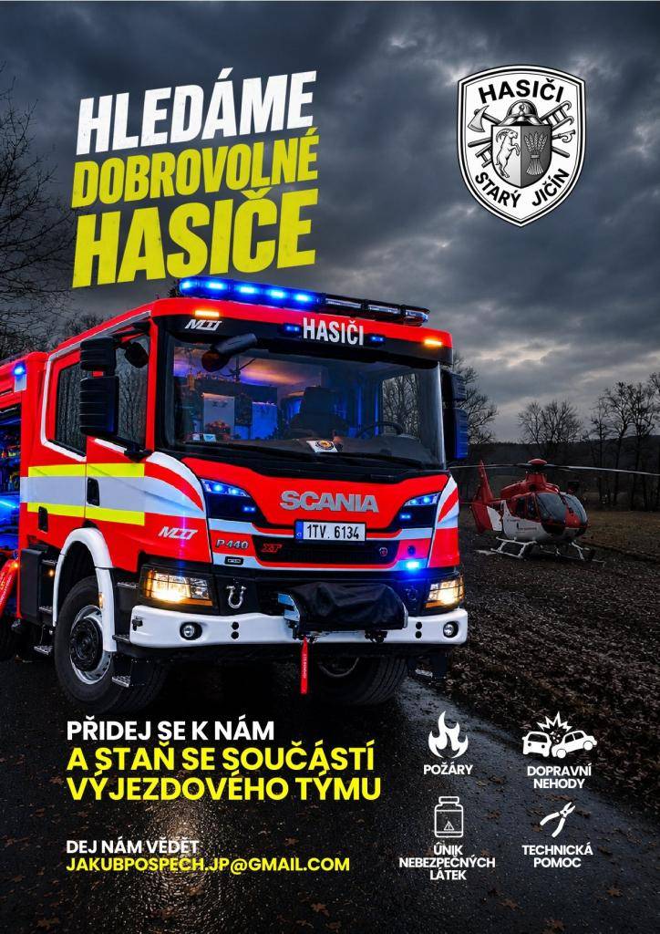 Hledáme nové členy výjezdové jednotky na Starém Jičíně.