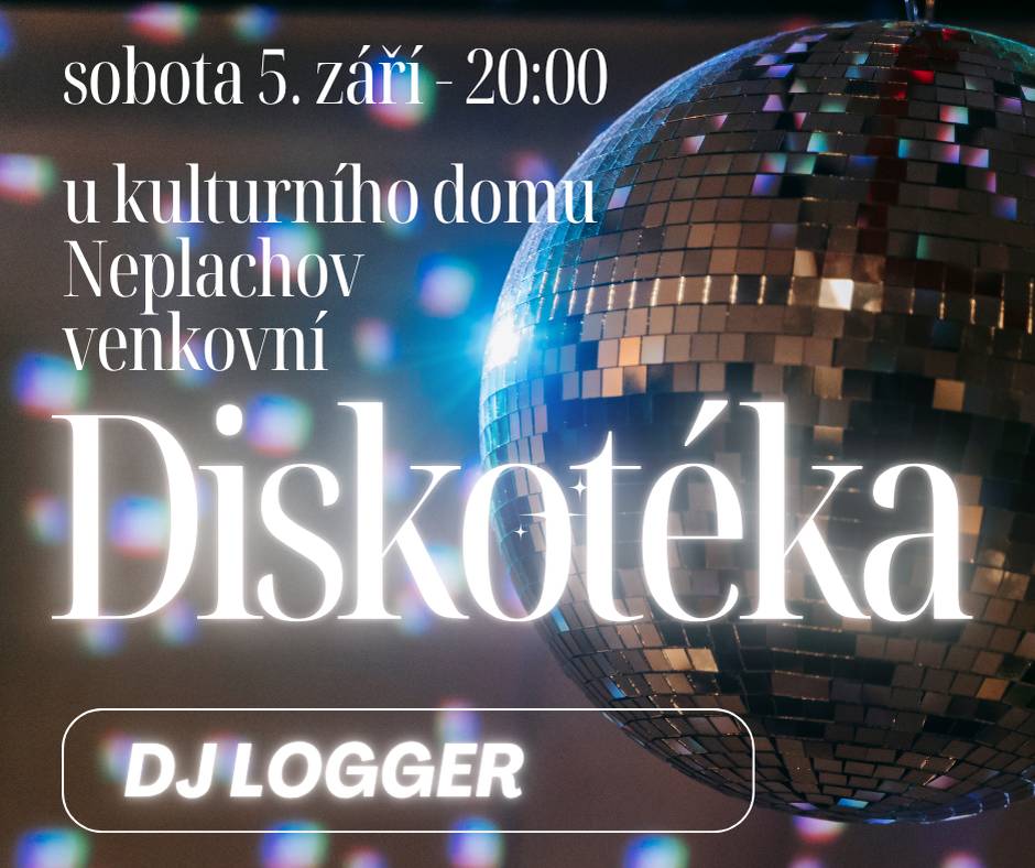 V sobotu 5. 9. 2026 od 20:00 si můžete zatančit před kulturákem v Neplachově! DJ Logger hraje pro všechny věkové skupiny a s pokročilou hodinou opět přejde na svůj oblíbený Drum & Bass