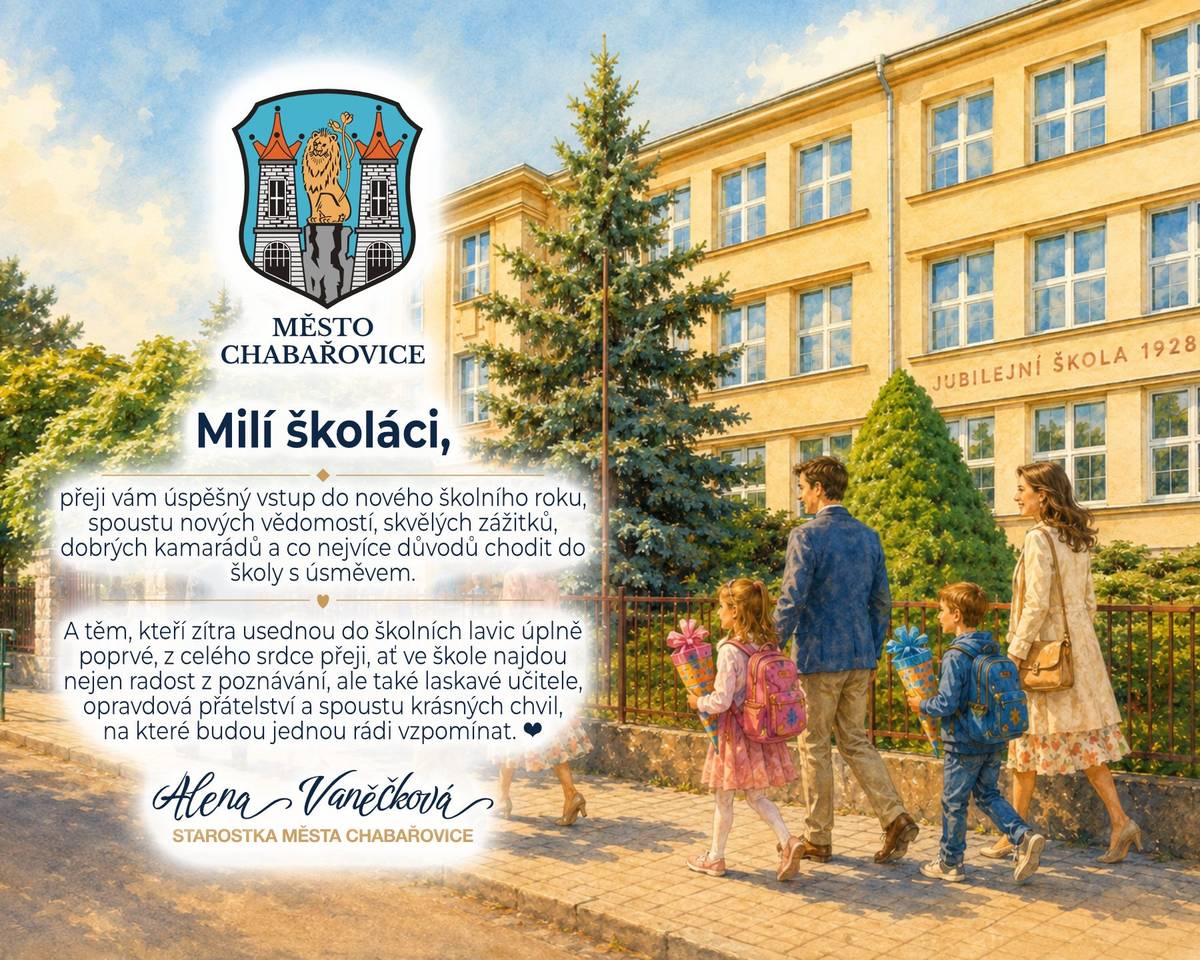 Krásný první školní den a úspěšný školní rok 2026/2027! 🍀