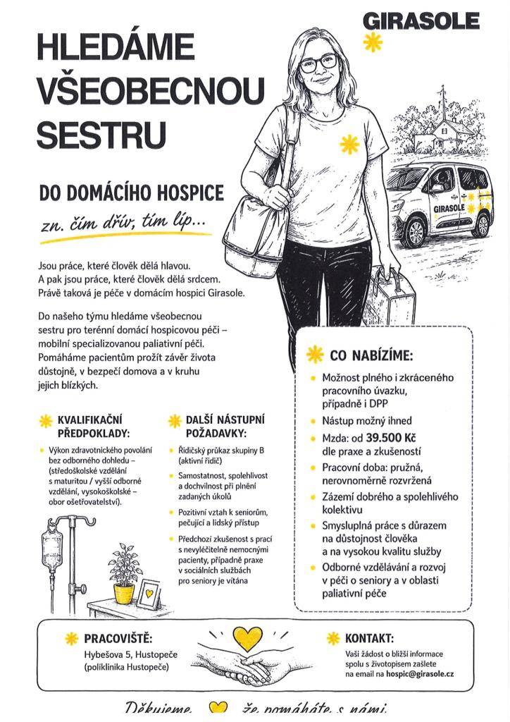 Nabídka práce - všeobecná sestra do hospice