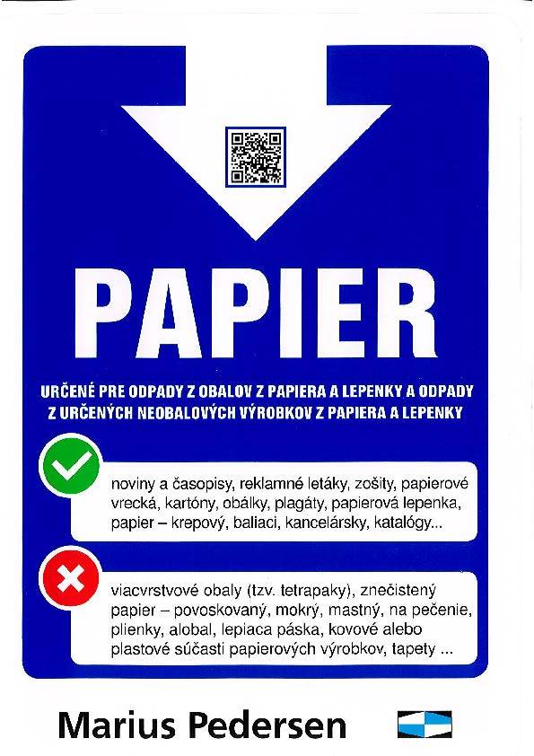 Zber papiera z kontajnerov z verejných priestranstiev obce.