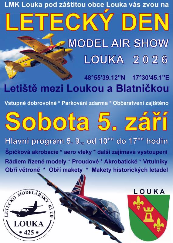 Kdy: sobota 05.09.2026   - hlavní program 05.09.2026 od 10:00 - 17:00 hodin    Kde: Letiště mezi Loukou a Blatničkou