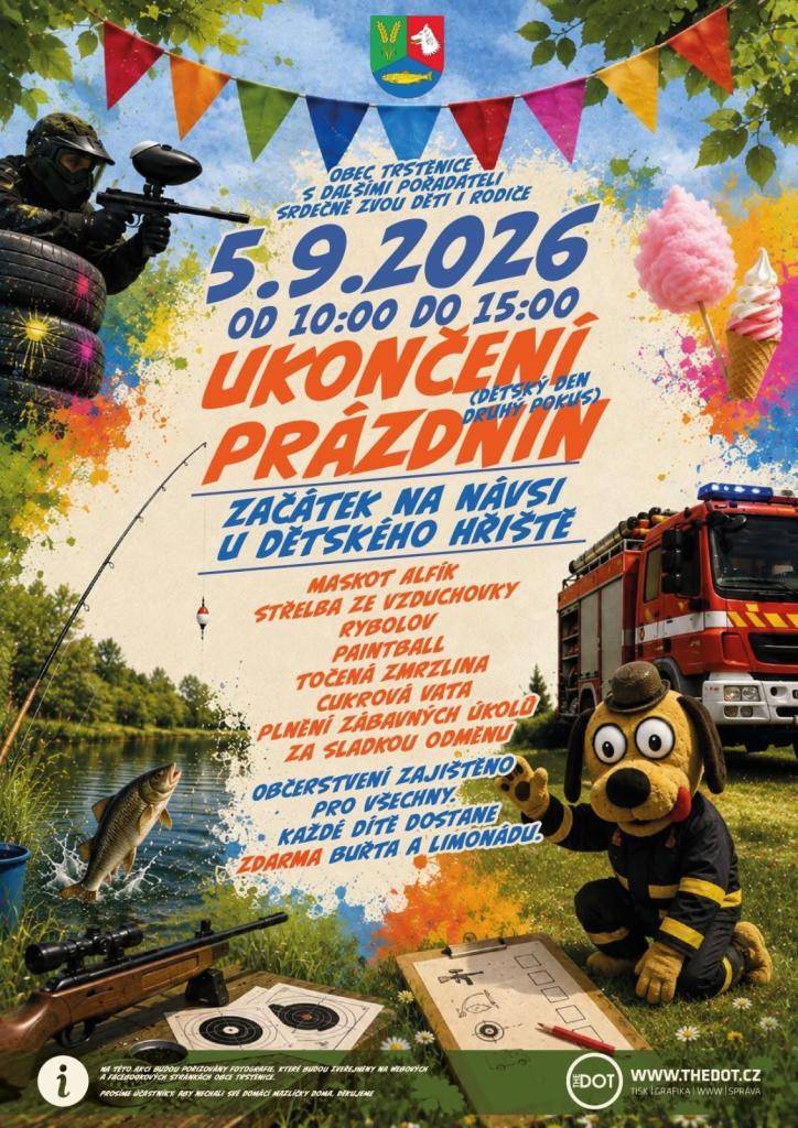 V Trstěnicích proběhne v sobotu 5. září 2026 akce Ukončení prázdnin (Dětský den druhý pokus)