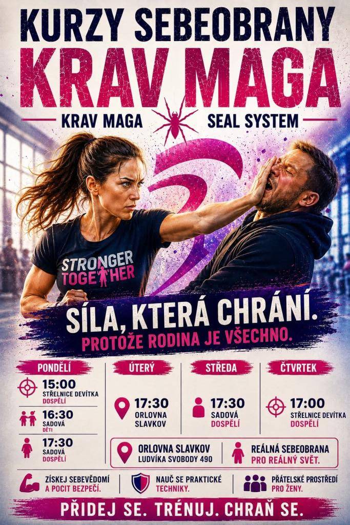 Kurz sebeobrany KRAV MAGA - síla, která chrání. Orlovna Slavkov, každé úterý v odpoledních hodinách.