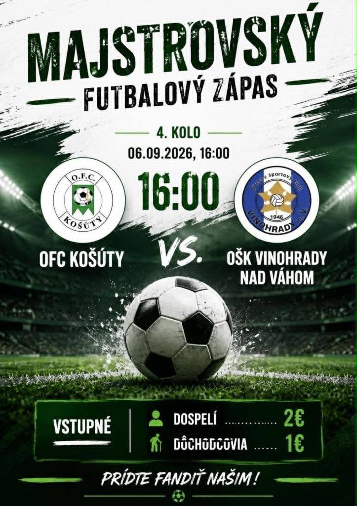 OFC Košúty - OŠK Vinohrady nad Váhom  16:00 hod.
