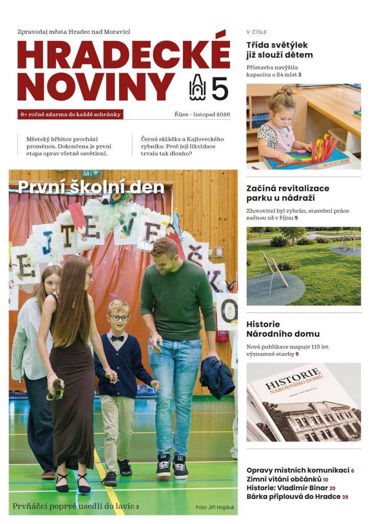 Nové vydání Hradeckých novin (říjen–listopad) právě vyšlo! Už tento pracovní týden ho najdete ve svých poštovních schránkách. Uzávěrka příštího, předvánočního vydání je v pátek 13. listopadu 2026. Děkujeme všem dopisovatelům za jejich příspěvky!