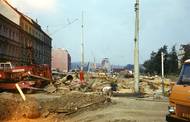 Stavba stanice Hradčanská zhruba v roce 1976